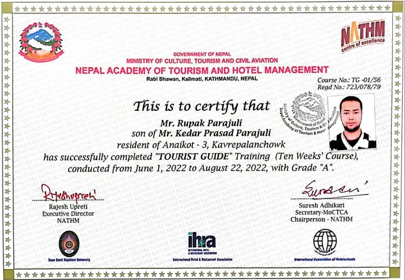 Tourist Guide Training Certificate