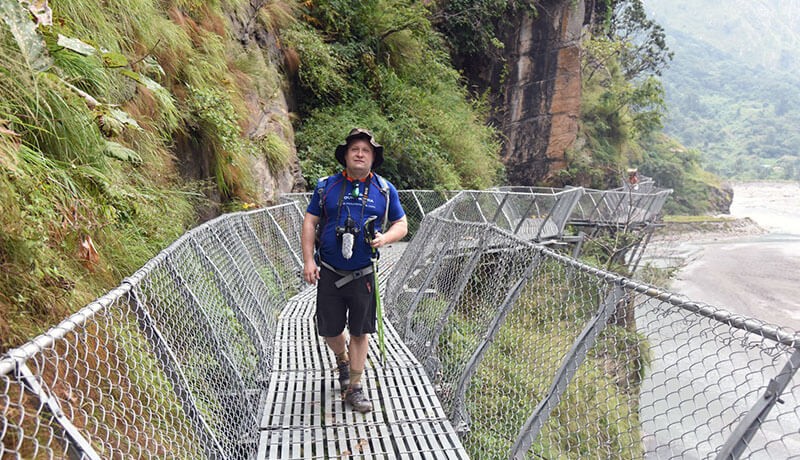 cantilever bridge in manaslu trek